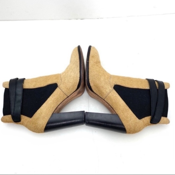 ELIZABETH and James Solar 1 Pony hair Pointed Toe Ankle Heel Bootie in Beige - Picture 7 of 11